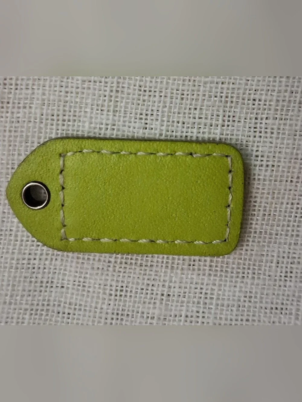 COACH Vintage Lime Green Leather Hangtag, Keyring, Replacement 1.5